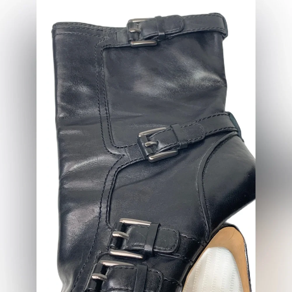 COACH Womens Marsha Mid Calf Black Leather High Heel Booties Boots sz 8 - Picture 3 of 15